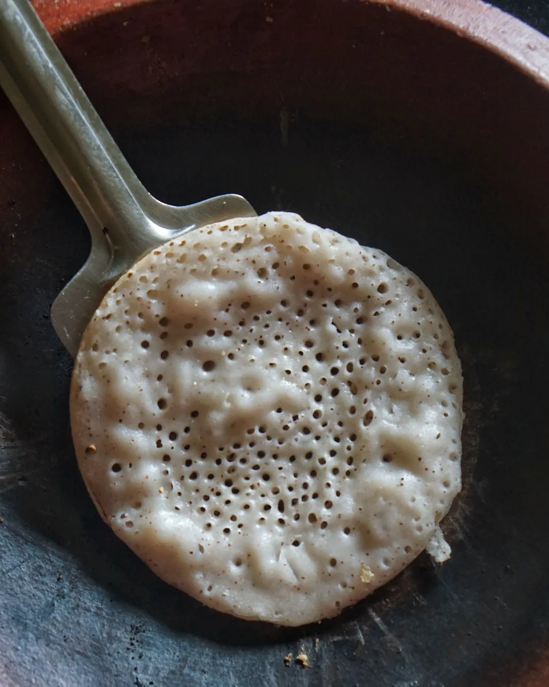 Spongy Kappa Rotti lifted from the clay vodu pan