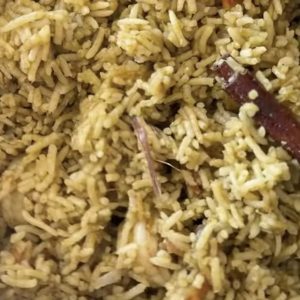 Mom’s Yetti Pulao with prawns, rice and whole spices